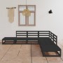Juego de muebles de jardín 7 piezas negro madera maciza de pino de , Conjuntos de jardín - Ref: Foro24-3075508, Precio: 359,21 €