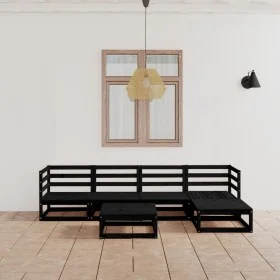 Garden furniture set 9 pieces black solid pine wood by , Garden sets - Ref: Foro24-3075543, Price: 431,32 €, Discount: %