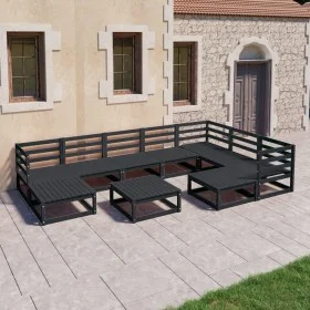 Garden furniture set 10 pieces and black pine wood cushions by , Garden sets - Ref: Foro24-3075763, Price: 710,61 €, Discount: %