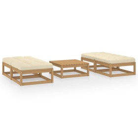 Juego de muebles de jardín 5 pzas y cojines madera pino maciza de , Conjuntos de jardín - Ref: Foro24-3076292, Precio: 292,22...
