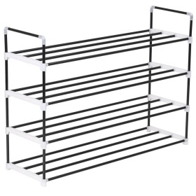 Shoe rack with 4 black metal and plastic shelves by vidaXL, Shoe racks and shoe organizers - Ref: Foro24-245626, Price: 20,72...
