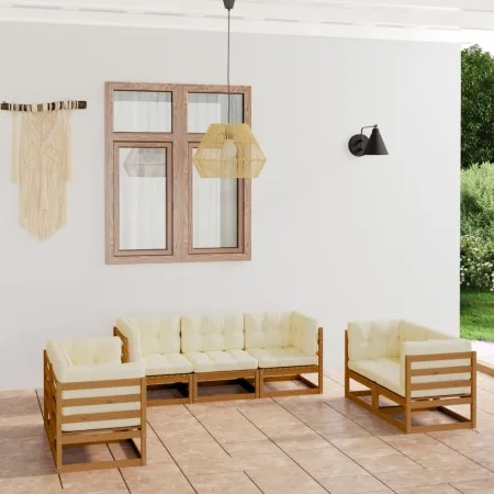 7-teiliges Gartenmöbel-Set mit Kissen aus massivem Kiefernholz von , Gartensets - Ref: Foro24-3076502, Preis: 884,62 €, Rabat...