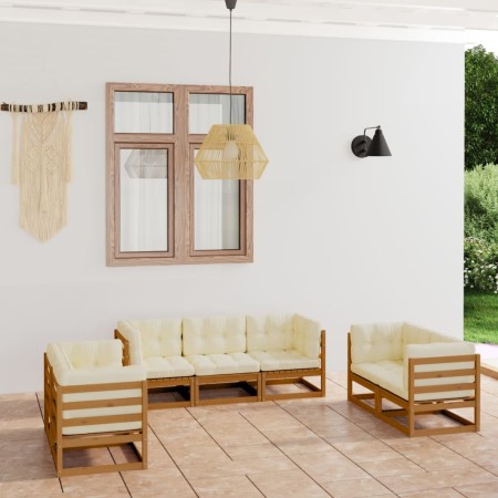 7-teiliges Gartenmöbel-Set mit Kissen aus massivem Kiefernholz von , Gartensets - Ref: Foro24-3076502, Preis: 900,13 €, Rabat...