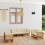 7-teiliges Gartenmöbel-Set mit Kissen aus massivem Kiefernholz von , Gartensets - Ref: Foro24-3076502, Preis: 900,13 €, Rabat...