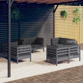 Garden furniture 8 pieces with anthracite pine wood cushions by , Garden sets - Ref: Foro24-3096060, Price: 719,93 €, Discoun...