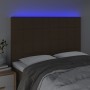 Kopfteil mit LED-Leuchten aus dunkelbraunem Stoff, 144 x 5 x 118/128 cm von , Kopf- und Fußteile - Ref: Foro24-3122425, Preis...
