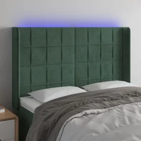 Dark green velvet LED headboard 147x16x118/128 cm by , Headboards and footboards - Ref: Foro24-3124099, Price: 135,85 €, Disc...