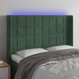 LED-Kopfteil aus dunkelgrünem Samt, 147 x 16 x 118/128 cm von , Kopf- und Fußteile - Ref: Foro24-3124099, Preis: 120,71 €, Ra...