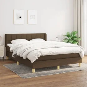 Box spring bed with dark brown fabric mattress 140x190 cm by , Beds and slatted bases - Ref: Foro24-3130268, Price: 441,63 €,...