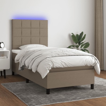 Box spring bed with mattress and taupe gray LED lights 80x200 cm by , Beds and slatted bases - Ref: Foro24-3134833, Price: 34...