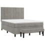 Box spring bed with light gray velvet mattress 140x190 cm by , Beds and slatted bases - Ref: Foro24-3137839, Price: 577,85 €,...