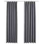 Cortinas opacas con ganchos 2 unidades gris 140x175 cm