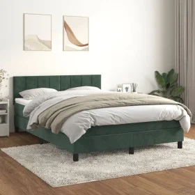 Box spring bed with dark green velvet mattress 140x200 cm by , Beds and slatted bases - Ref: Foro24-3141308, Price: 427,53 €,...