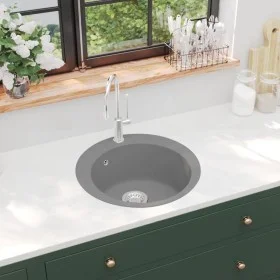 Granite kitchen sink with a round gray basin by vidaXL, Sinks - Ref: Foro24-142957, Price: 128,36 €, Discount: %
