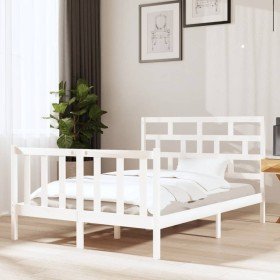 Estructura de cama madera maciza pino blanco 120x190 cm en Camas y somieres | Comprar online en Foro24
