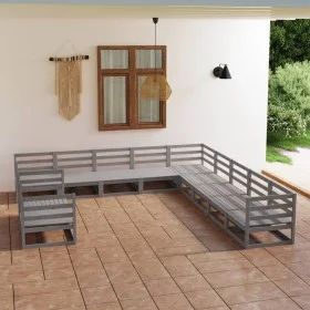 Gartenmöbel-Set 11-teilig aus massivem grauem Kiefernholz von , Gartensets - Ref: Foro24-3075936, Preis: 776,69 €, Rabatt: %