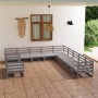 Gartenmöbel-Set 11-teilig aus massivem grauem Kiefernholz von , Gartensets - Ref: Foro24-3075936, Preis: 787,73 €, Rabatt: %