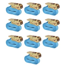 Ratschen-Befestigungsgurte, 10 Stück, Blau, 0,8 T, 4 m x 25 mm von vidaXL, Spanngurte - Ref: Foro24-142653, Preis: 38,18 €, R...