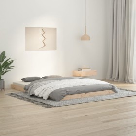 Solid pine wood bed frame 135x190 cm by , Beds and slatted bases - Ref: Foro24-823469, Price: 103,12 €, Discount: %