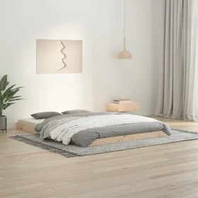Solid pine wood bed frame 135x190 cm by , Beds and slatted bases - Ref: Foro24-823469, Price: 97,26 €, Discount: %