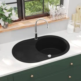 Granite kitchen sink with a black oval bowl by vidaXL, Sinks - Ref: Foro24-142958, Price: 194,22 €, Discount: %