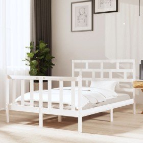 Estructura de cama de madera maciza de pino blanco 140x190 cm Estructura de cama de madera maciza de pino blanco 140x190 cm