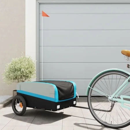 Black and blue iron bicycle trailer 30 kg by , Bicycle trailers - Ref: Foro24-94037, Price: 78,58 €, Discount: %