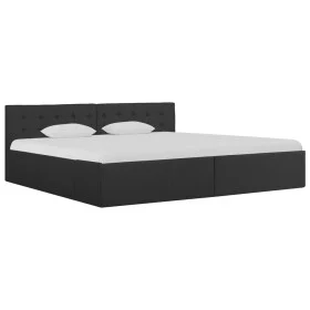 Hydraulic canapé bed with LED dark gray fabric 180x200 cm by , Beds and slatted bases - Ref: Foro24-285575, Price: 369,45 €, ...