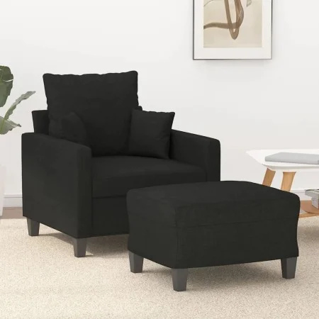 Sillón con taburete tela negro 60 cm de , Sofás - Ref: Foro24-3201085, Precio: 179,43 €, Descuento: %