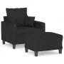 Sillón con taburete tela negro 60 cm de , Sofás - Ref: Foro24-3201085, Precio: 179,43 €, Descuento: %