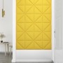 Paneles de pared 12 uds tela amarillo claro 30x30 cm 0,54 m²