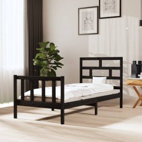 Estructura de cama madera maciza de pino negro 100x200 cm en Camas y somieres | Comprar online en Foro24
