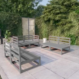 6-piece garden furniture set in solid pine wood, gray color. by , Garden sets - Ref: Foro24-3075411, Price: 428,18 €, Discoun...