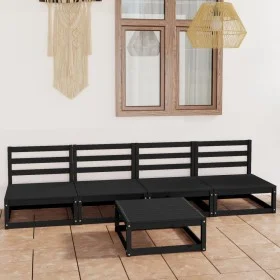 5-piece garden furniture set, black solid pine wood by , Garden sets - Ref: Foro24-3075348, Price: 306,31 €, Discount: %