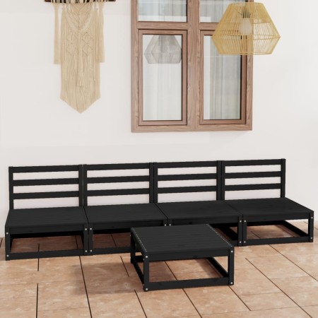 5-teiliges Gartenmöbel-Set schwarzes massives Kiefernholz von , Gartensets - Ref: Foro24-3075348, Preis: 310,32 €, Rabatt: %