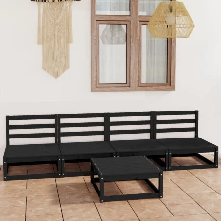 Juego de muebles de jardín 5 piezas negro madera maciza de pino de , Conjuntos de jardín - Ref: Foro24-3075348, Precio: 306,1...