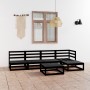 Juego de muebles de jardín 6 piezas negro madera maciza de pino de , Conjuntos de jardín - Ref: Foro24-3075523, Precio: 304,53 €