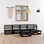 Juego de muebles de jardín 6 piezas negro madera maciza de pino de , Conjuntos de jardín - Ref: Foro24-3075523, Precio: 393,0...