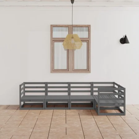 5-piece garden furniture set in solid pine wood, gray color. by , Garden sets - Ref: Foro24-3075556, Price: 311,88 €, Discoun...