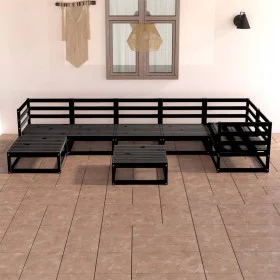8-piece garden furniture set with black cushions made of pine wood. by , Garden sets - Ref: Foro24-3075703, Price: 582,16 €, ...