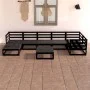 8-piece garden furniture set with black cushions made of pine wood. by , Garden sets - Ref: Foro24-3075703, Price: 582,16 €, ...
