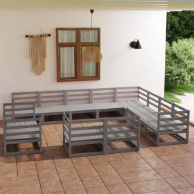 Garden furniture set 12 pieces gray solid pine wood by , Garden sets - Ref: Foro24-3075956, Price: 789,45 €, Discount: %