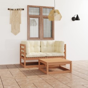 3-teiliges Gartenmöbel-Set und Kissen aus massivem Kiefernholz von , Gartensets - Ref: Foro24-3076302, Preis: 325,31 €, Rabat...