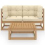 3-piece garden furniture set with solid pine wood cushions by , Garden sets - Ref: Foro24-3076302, Price: 325,31 €, Discount: %