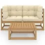 Juego de muebles de jardín 3 pzas y cojines madera pino maciza de , Conjuntos de jardín - Ref: Foro24-3076302, Precio: 325,31...