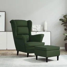 Ohrensessel und Hocker aus dunkelgrünem Samt von , Sessel - Ref: Foro24-3115933, Preis: 278,70 €, Rabatt: %