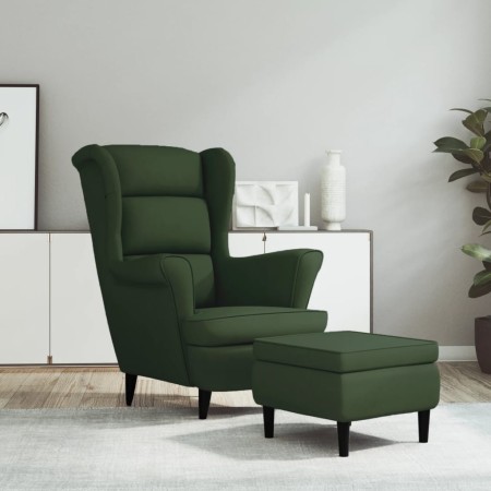 Wingback armchair and dark green velvet footstool by , Armchairs - Ref: Foro24-3115933, Price: 283,13 €, Discount: %