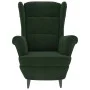 Sillón orejero y taburete de terciopelo verde oscuro de , Sillones - Ref: Foro24-3115933, Precio: 289,21 €, Descuento: %