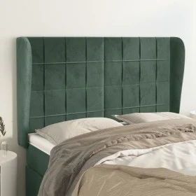 Headboard with dark green velvet ears 147x23x118/128cm by , Headboards and footboards - Ref: Foro24-3118007, Price: 133,14 €,...