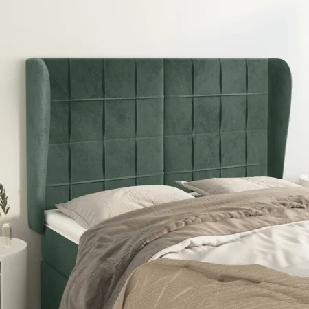 Headboard with dark green velvet ears 147x23x118/128cm by , Headboards and footboards - Ref: Foro24-3118007, Price: 133,14 €,...